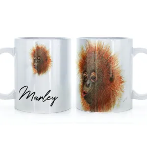 Personalised Mug with Stylish Text and Baby Orangutan
