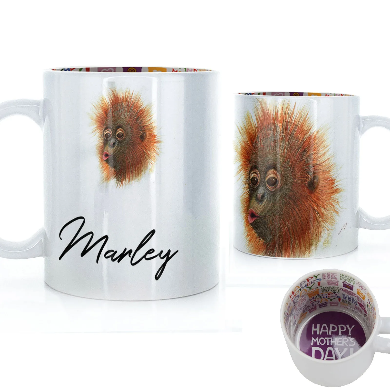 Personalised Mug with Stylish Text and Baby Orangutan