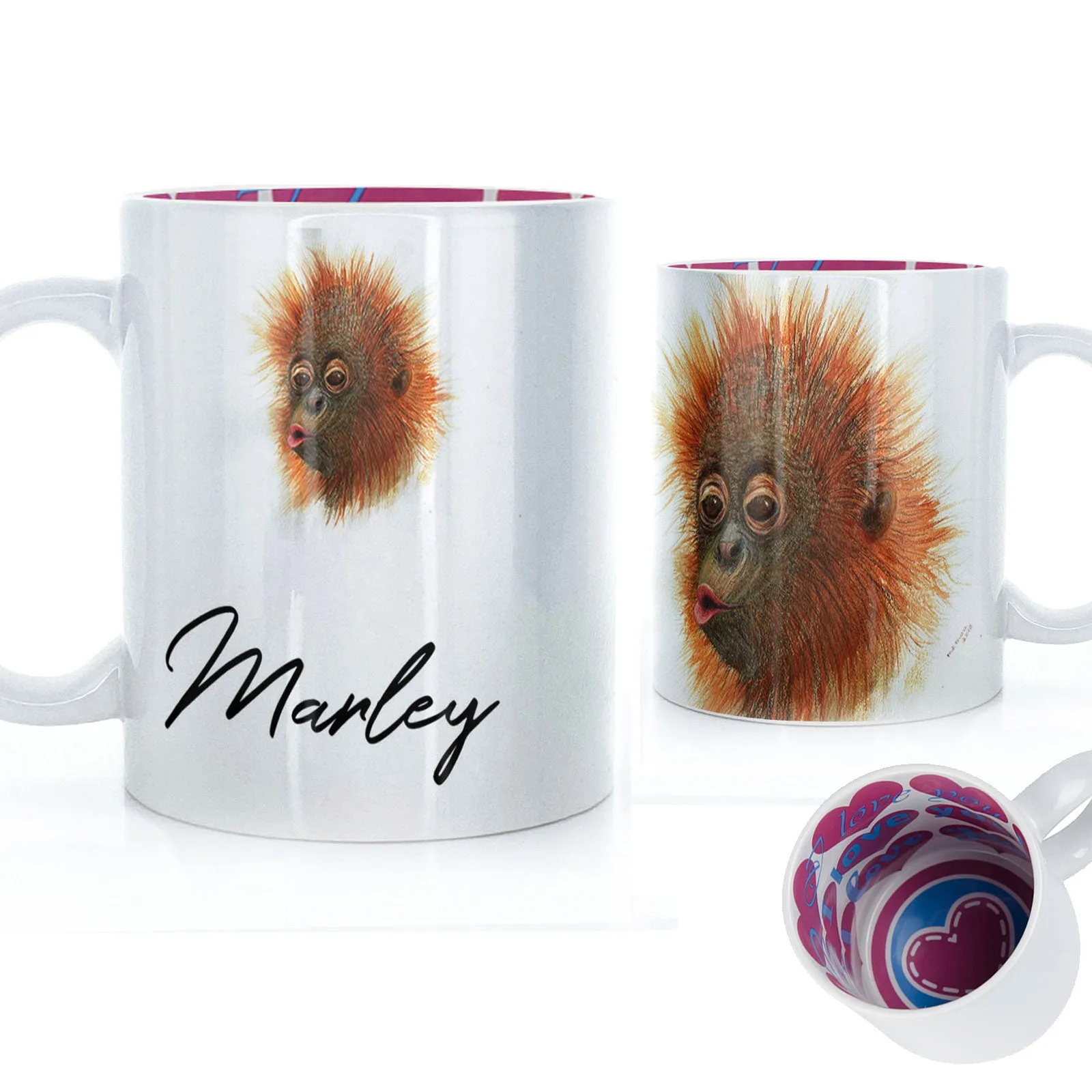 Personalised Mug with Stylish Text and Baby Orangutan