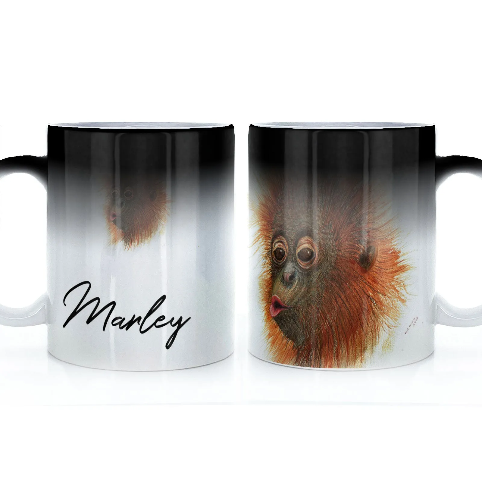 Personalised Mug with Stylish Text and Baby Orangutan