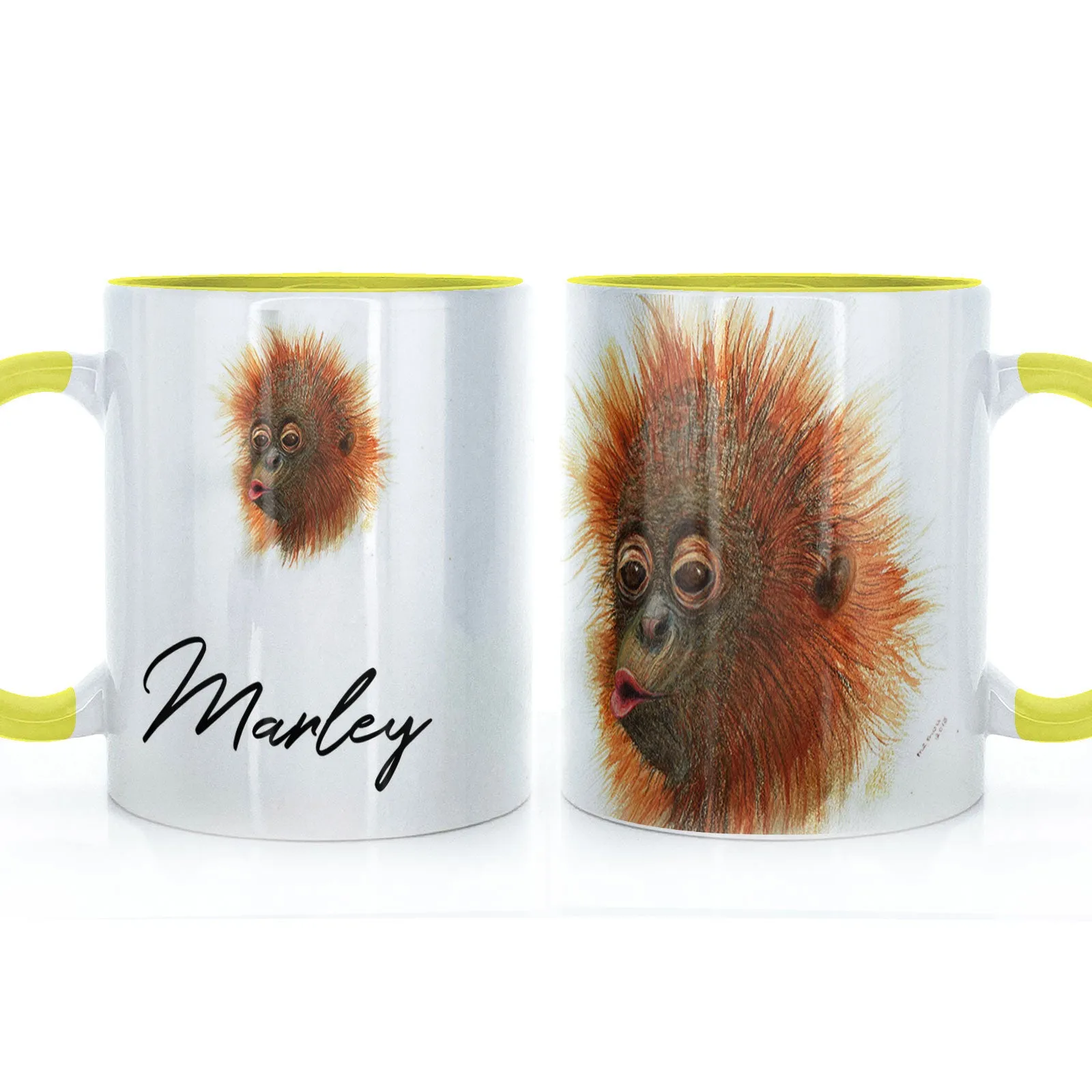 Personalised Mug with Stylish Text and Baby Orangutan