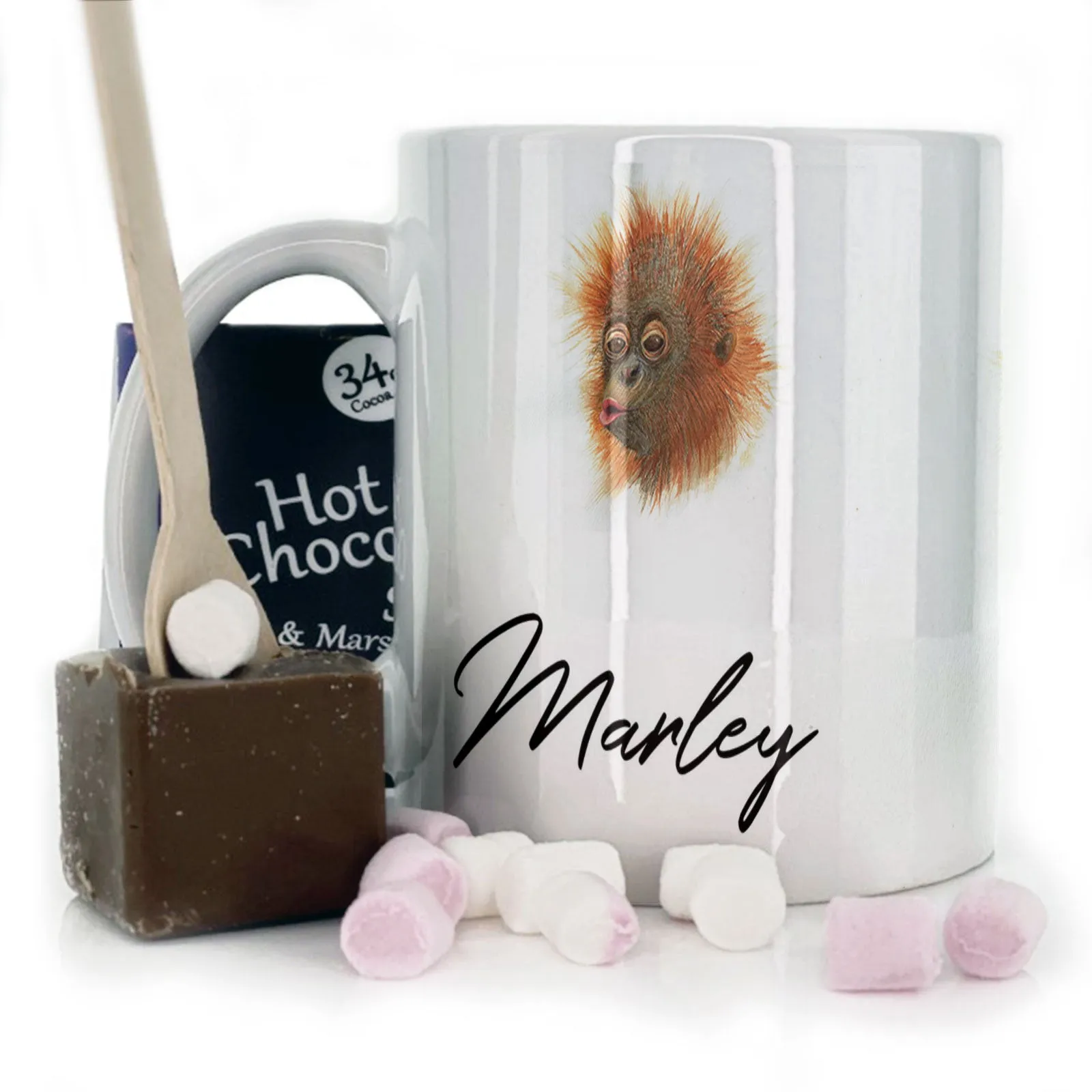 Personalised Mug with Stylish Text and Baby Orangutan
