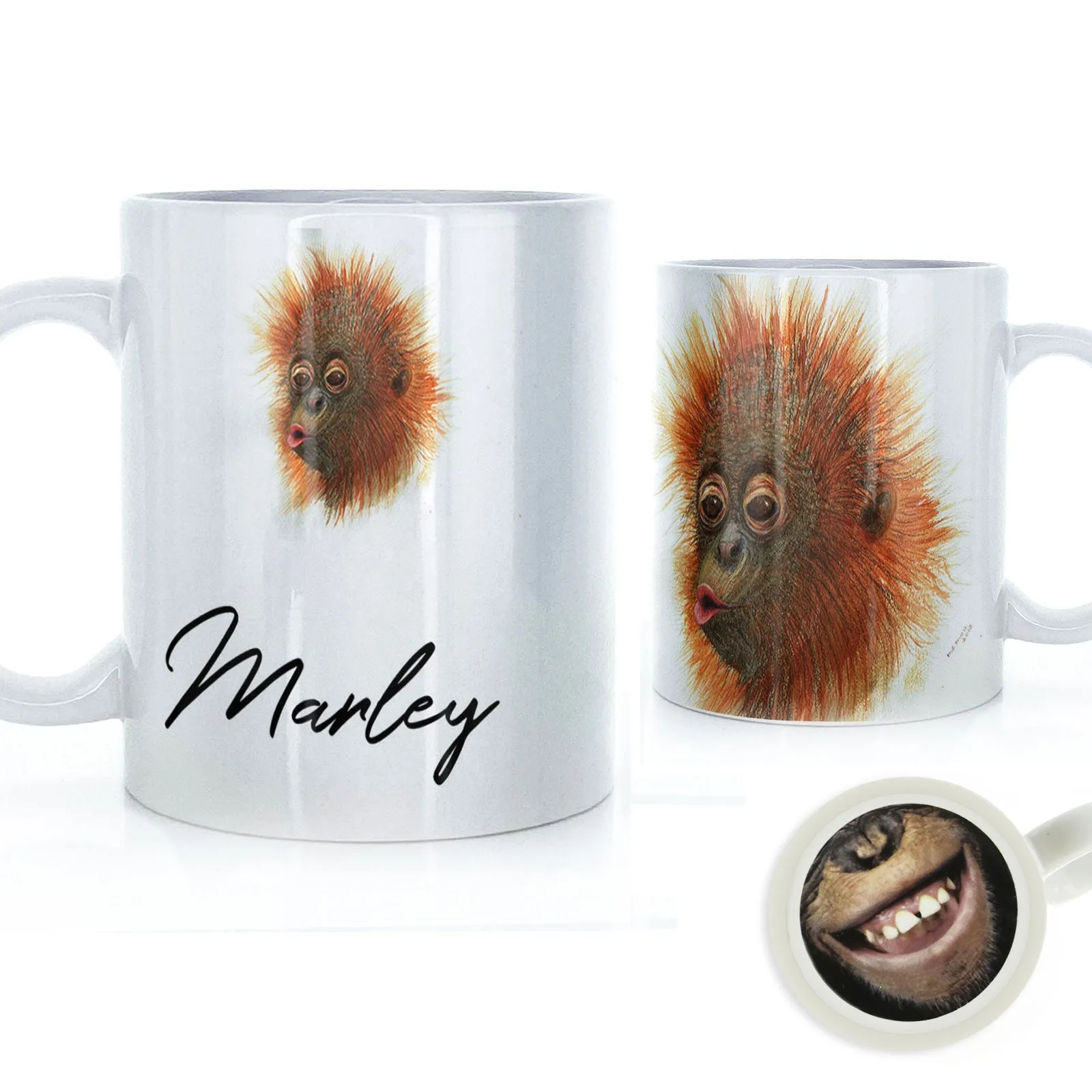 Personalised Mug with Stylish Text and Baby Orangutan