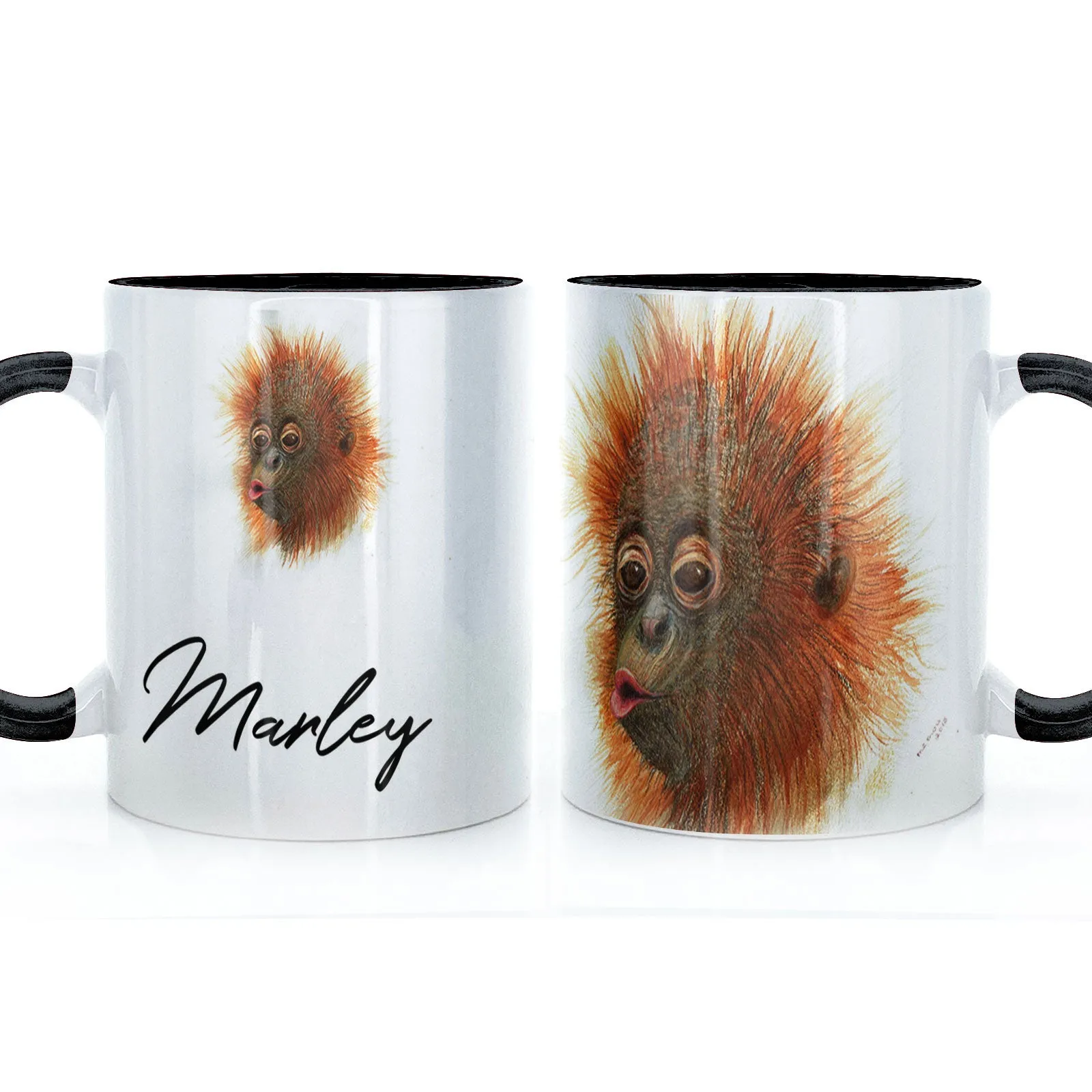 Personalised Mug with Stylish Text and Baby Orangutan