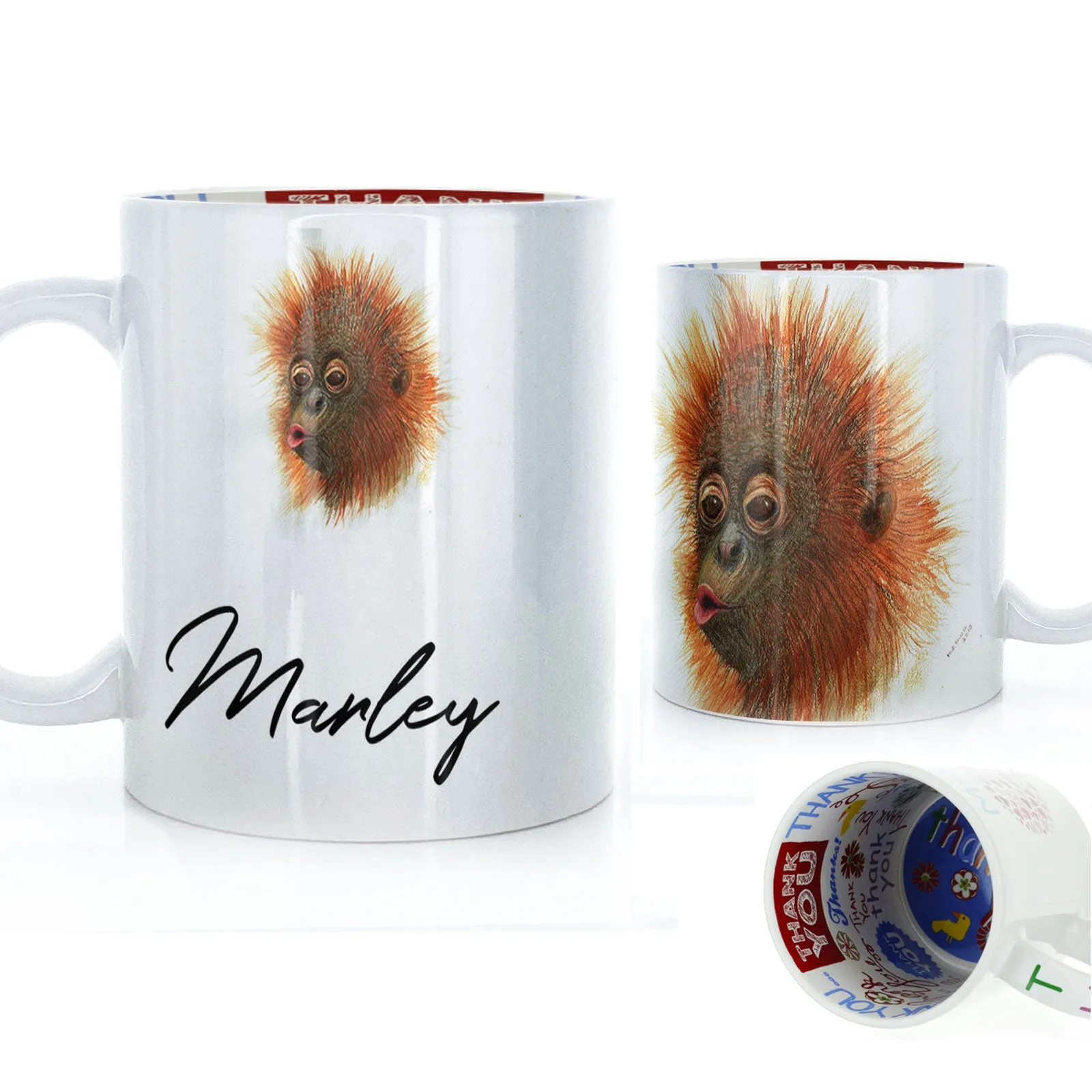 Personalised Mug with Stylish Text and Baby Orangutan