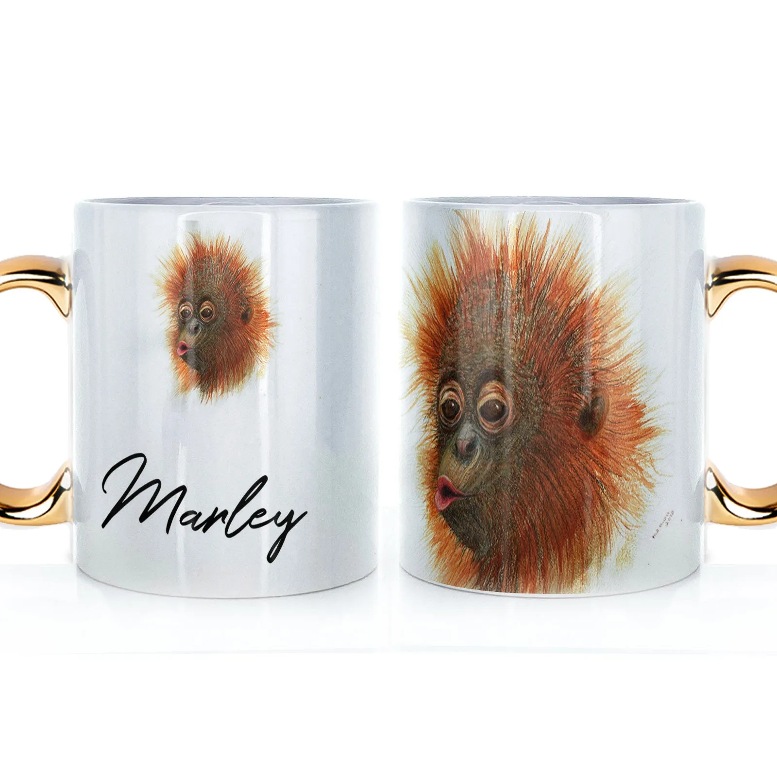 Personalised Mug with Stylish Text and Baby Orangutan