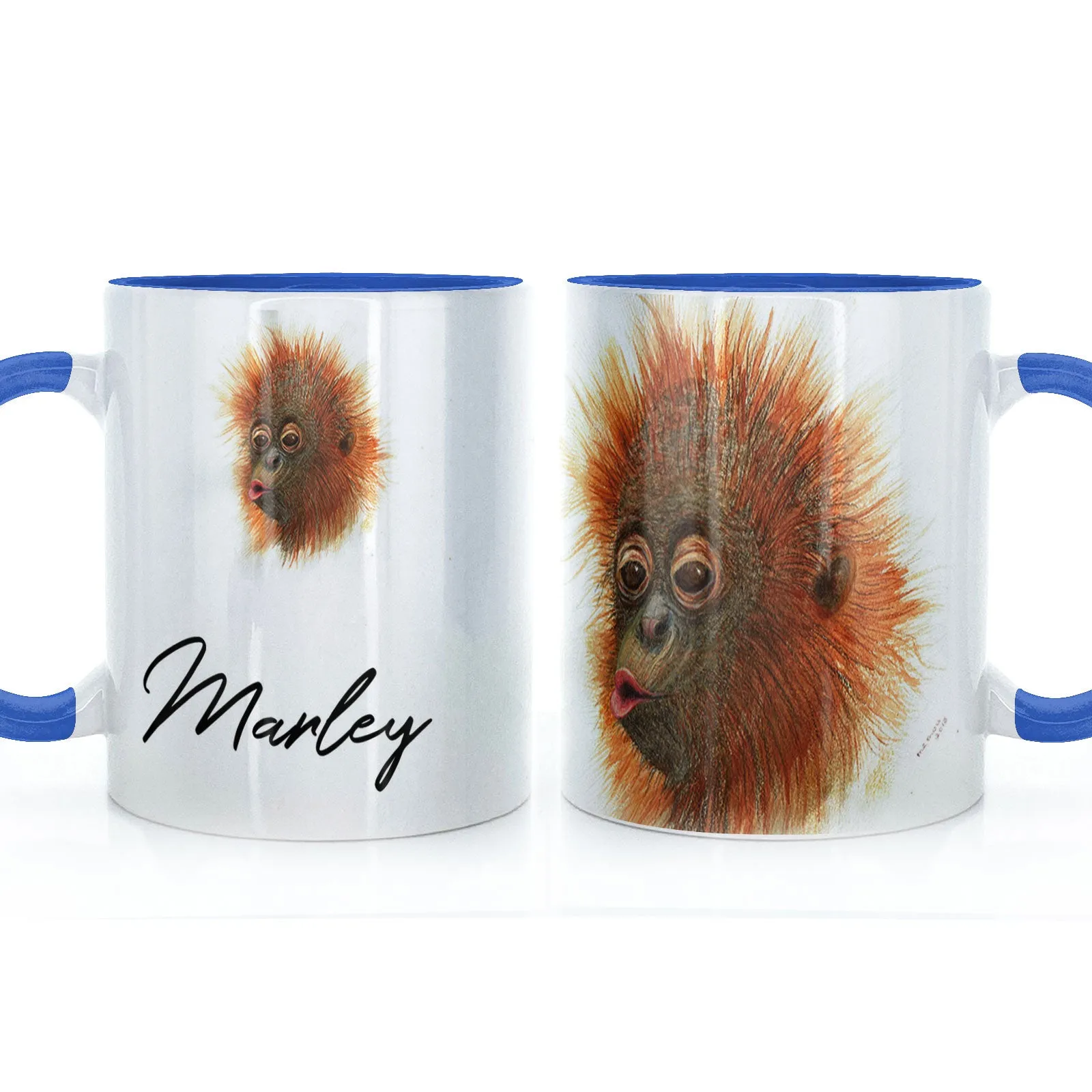 Personalised Mug with Stylish Text and Baby Orangutan