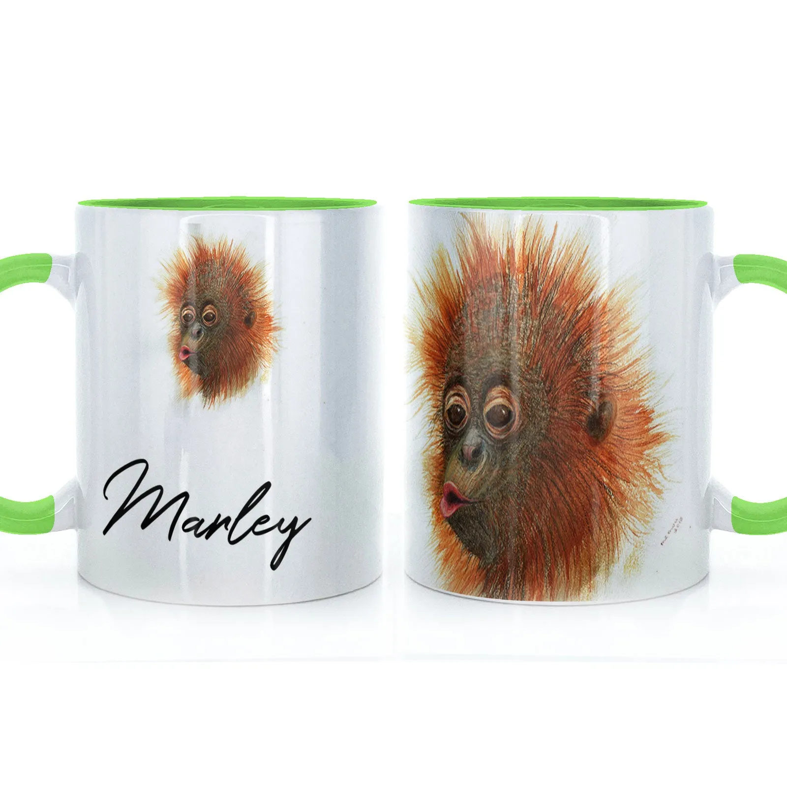Personalised Mug with Stylish Text and Baby Orangutan