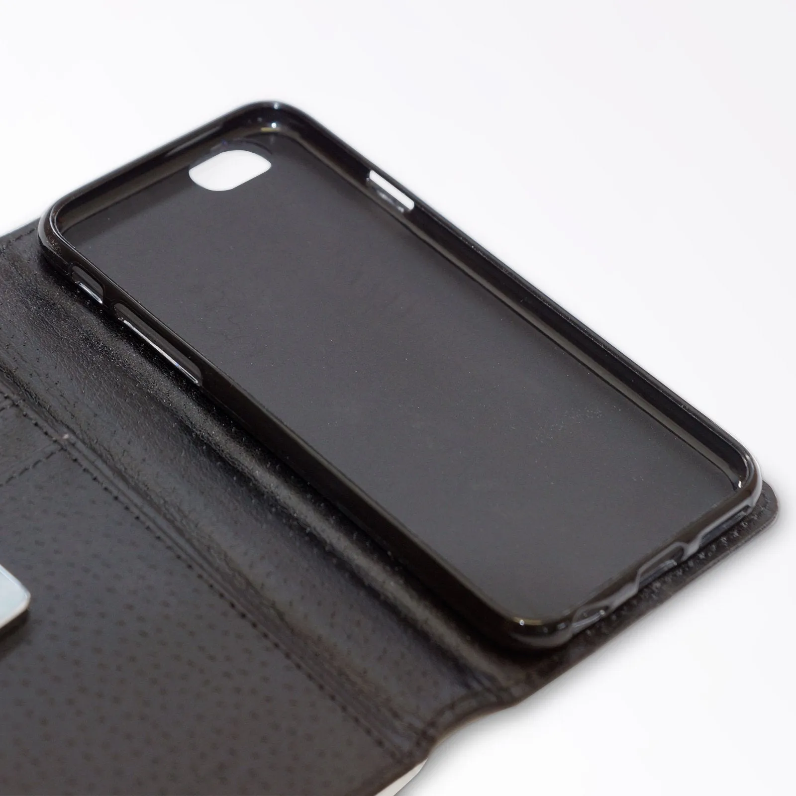 Personalised Nokia Phone Leather Wallet with Pink Stylish text, Stars and Hearts on Black Marble