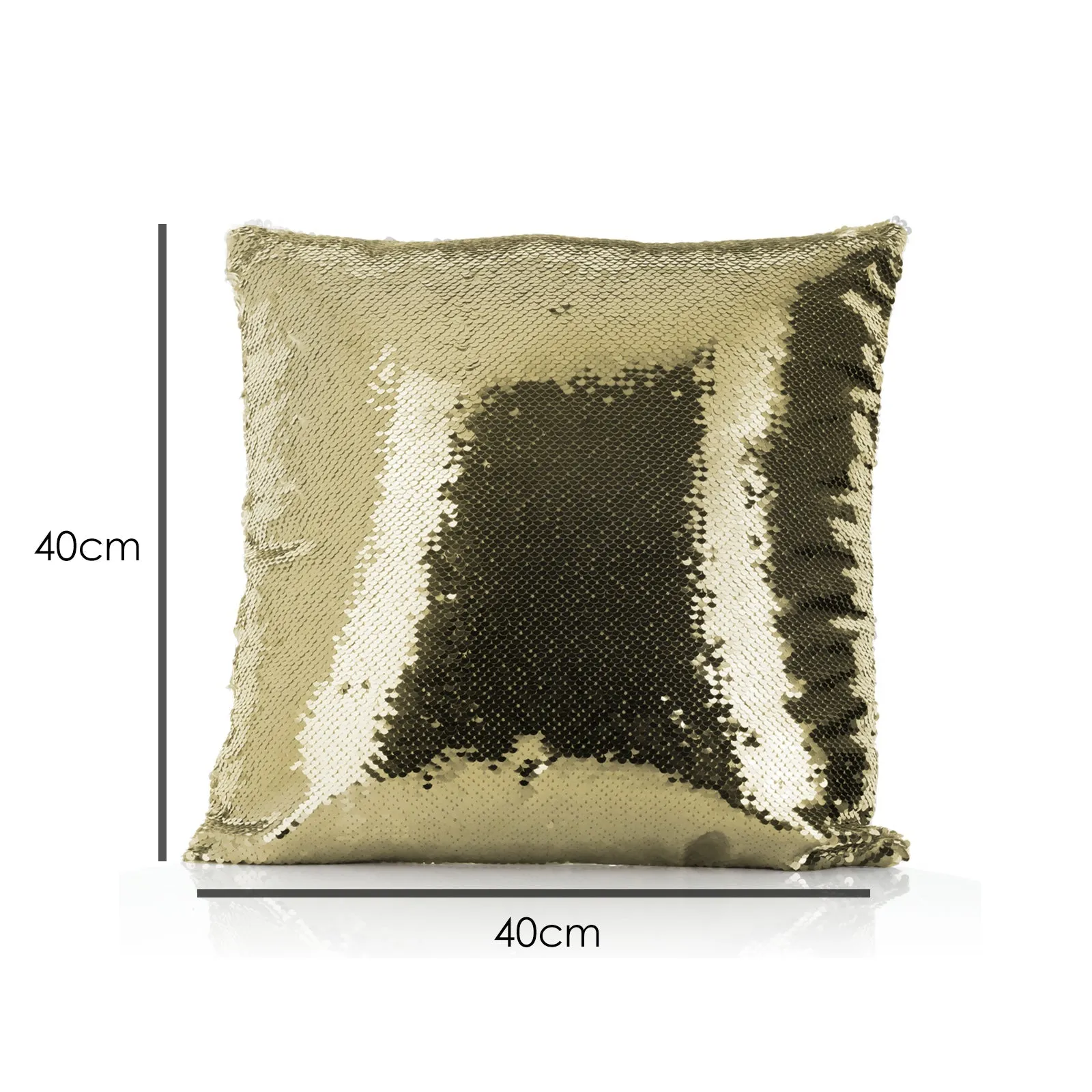 Personalised Sequin Cushion with Stylish Text and Cupid Hearts Print