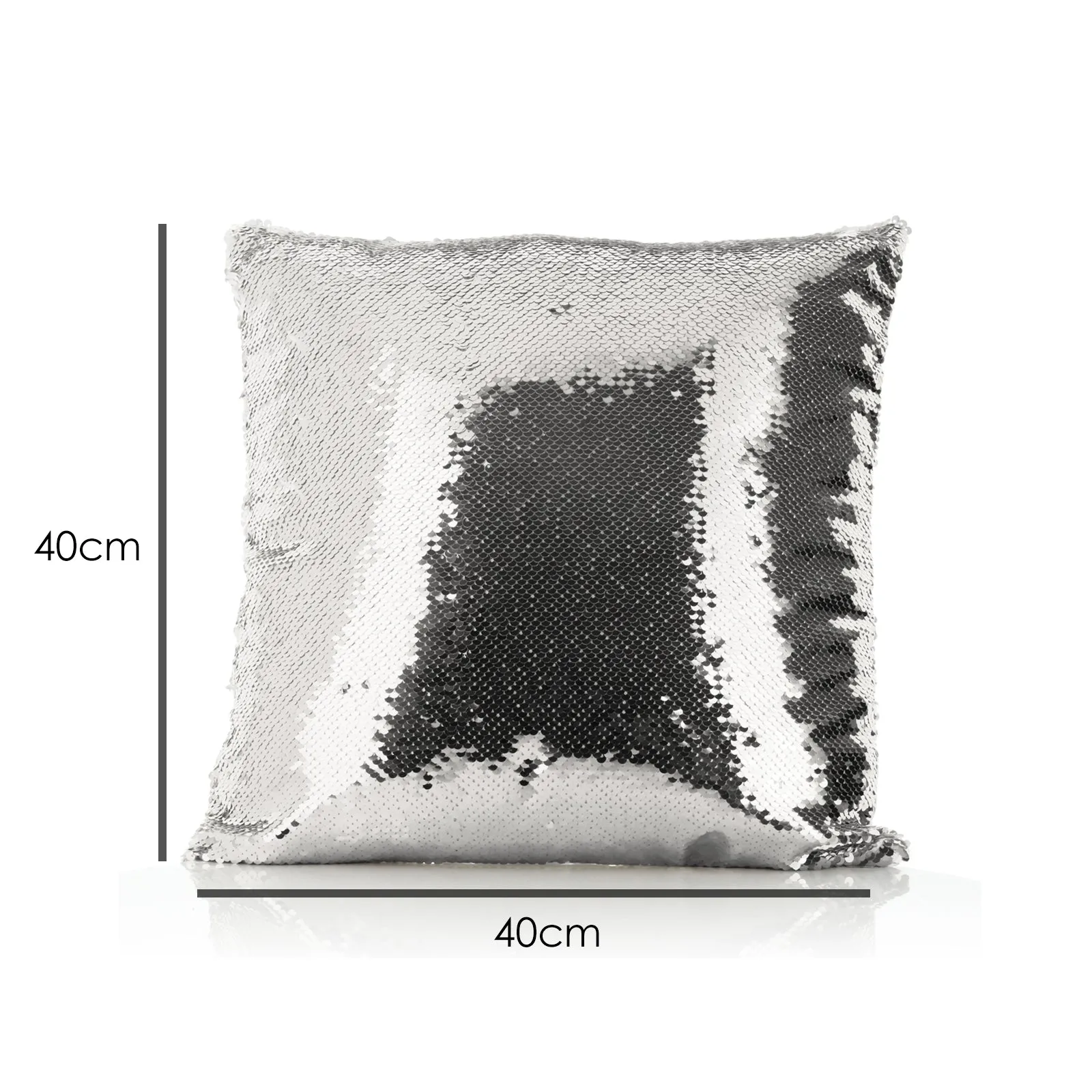 Personalised Sequin Cushion with Stylish Text and Material Hearts Love Message Print