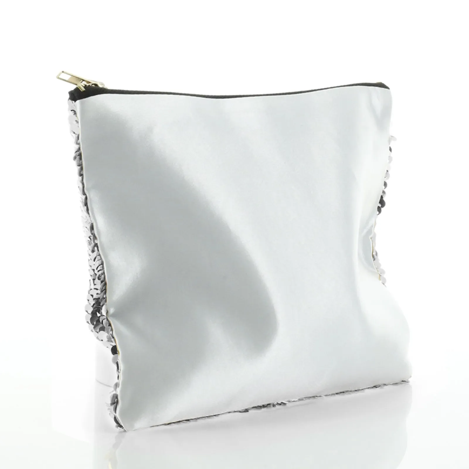 Personalised Sequin Zip Bag with Stylish Text and Arrow Love Hearts Print