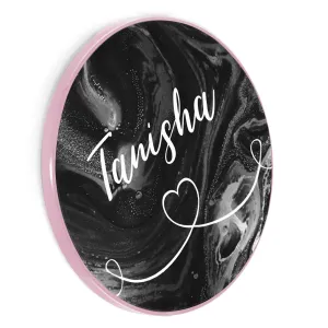 Personalised Wireless Charger with Stylish Text and Heart Accented Line on Black Marble
