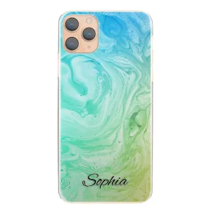 Personalised Xiaomi Phone Hard Case with Stylish Text on Turquoise Gradient Swirled Marble