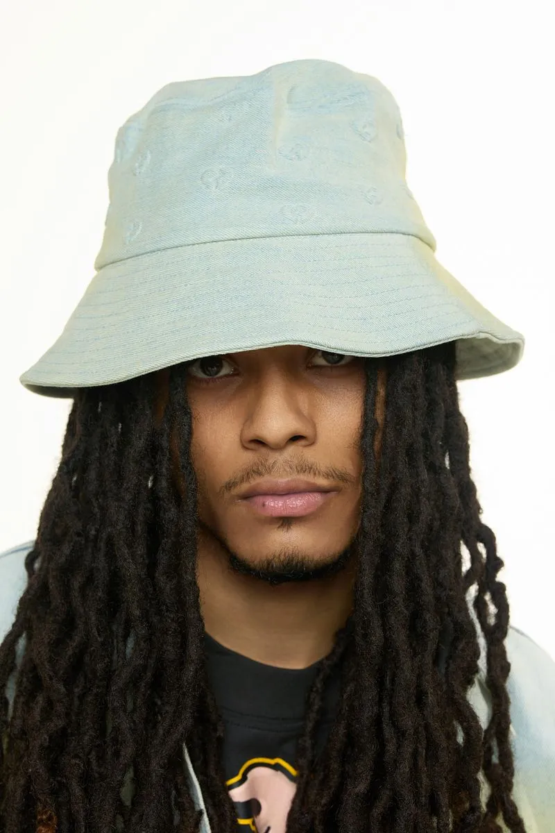 PHEELINGS MENDING HEARTS EMBOSSED BUCKET HAT (LIGHT BLUE/SAND)