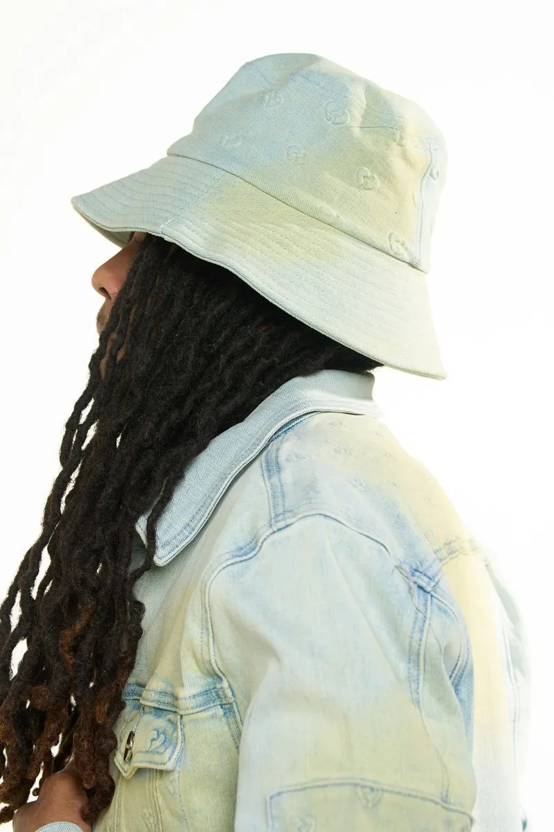 PHEELINGS MENDING HEARTS EMBOSSED BUCKET HAT (LIGHT BLUE/SAND)