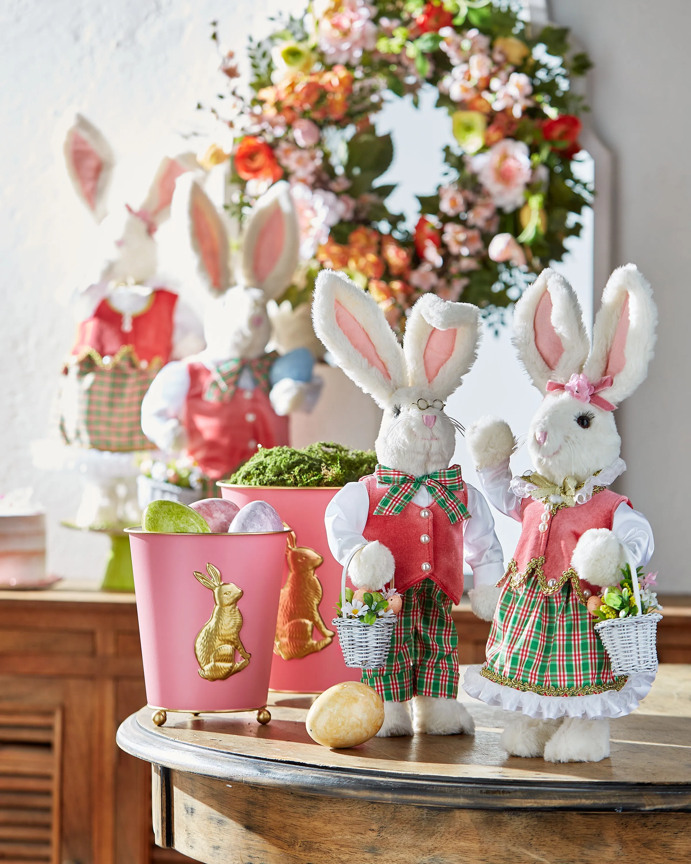 Pink & Gold Embossed Cache Pots