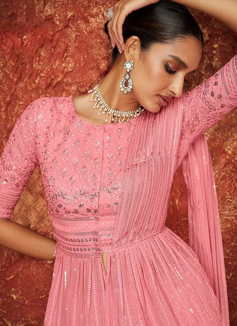 Pink Color Embroidered Stylish Lehenga