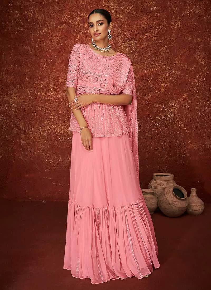 Pink Color Embroidered Stylish Lehenga