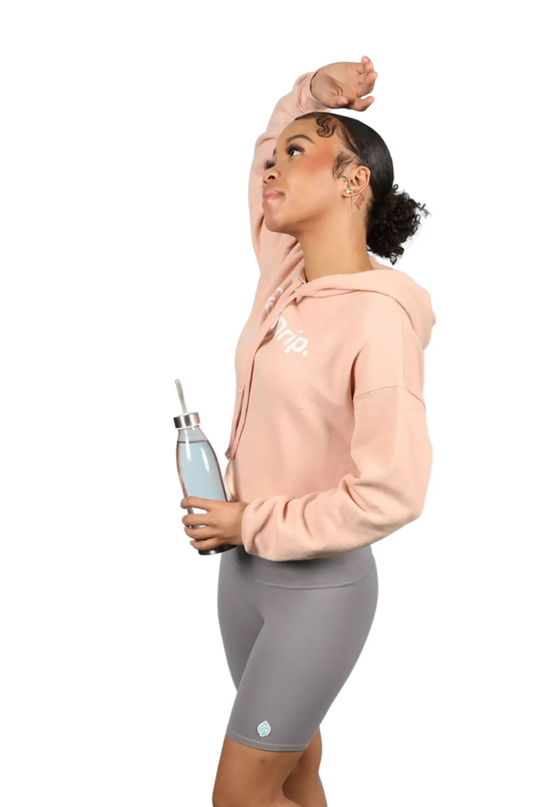 Pink Good Drip Crop Hoodie