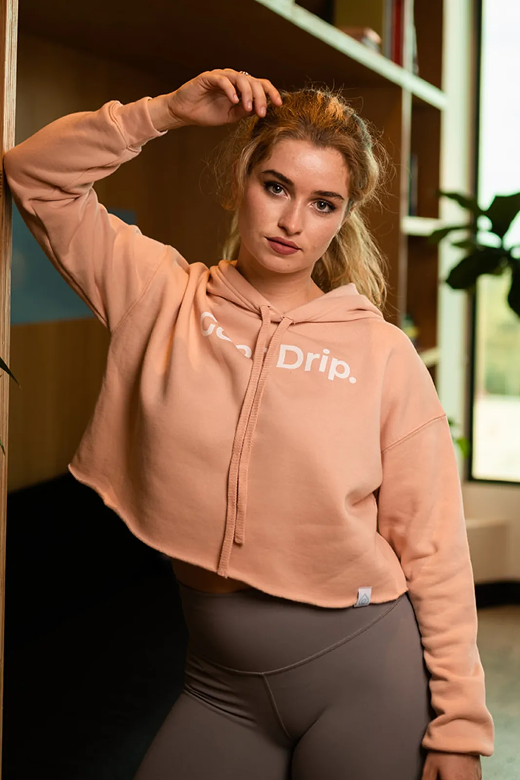 Pink Good Drip Crop Hoodie