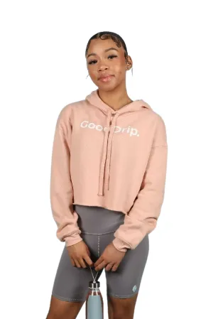 Pink Good Drip Crop Hoodie