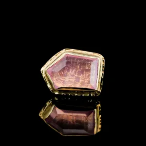 Pink Spinel in Yellow Gold Comet - 14ga Threaded end