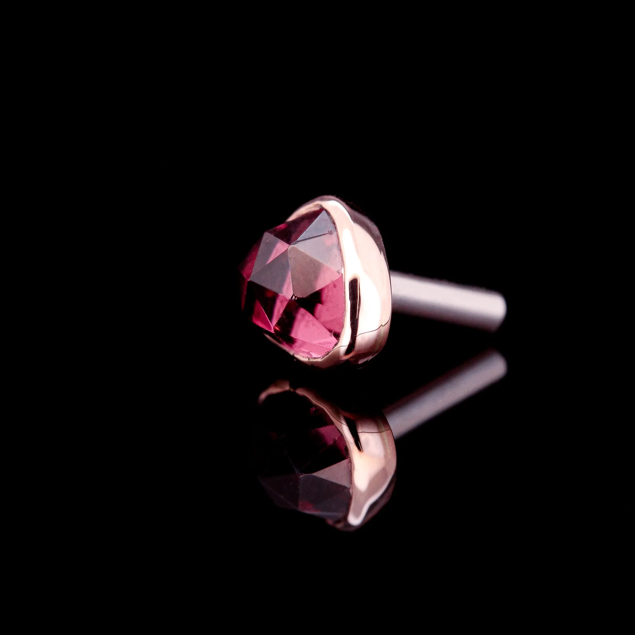 Pink Tourmaline in 14kt Rose Gold - 14ga Threaded end