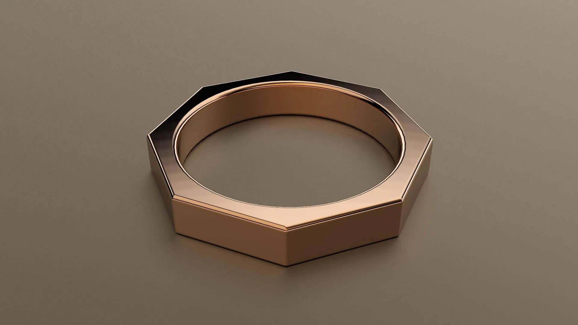 Polished Rose Gold 4mm Octagon Bolt Wedding Band