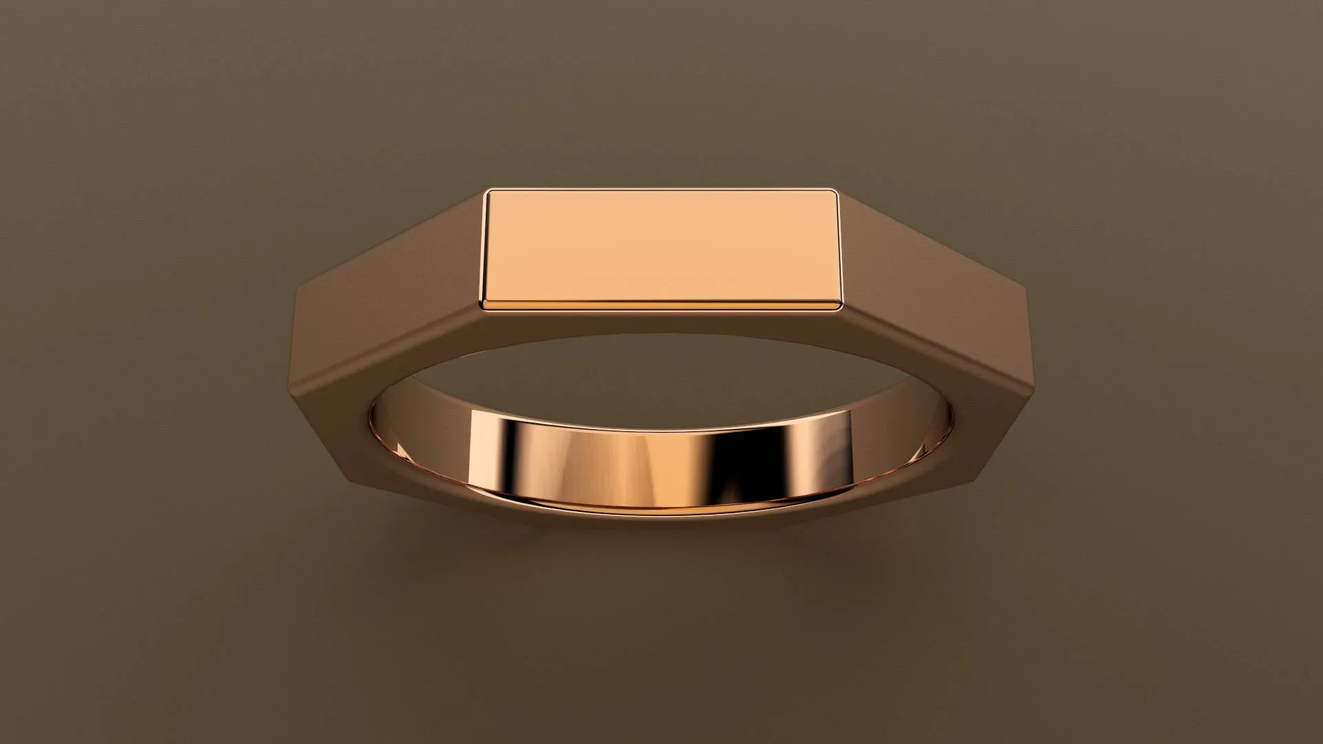 Polished Rose Gold 4mm Octagon Bolt Wedding Band