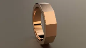 Polished Rose Gold 6mm 12 Sided Bolt Wedding Band