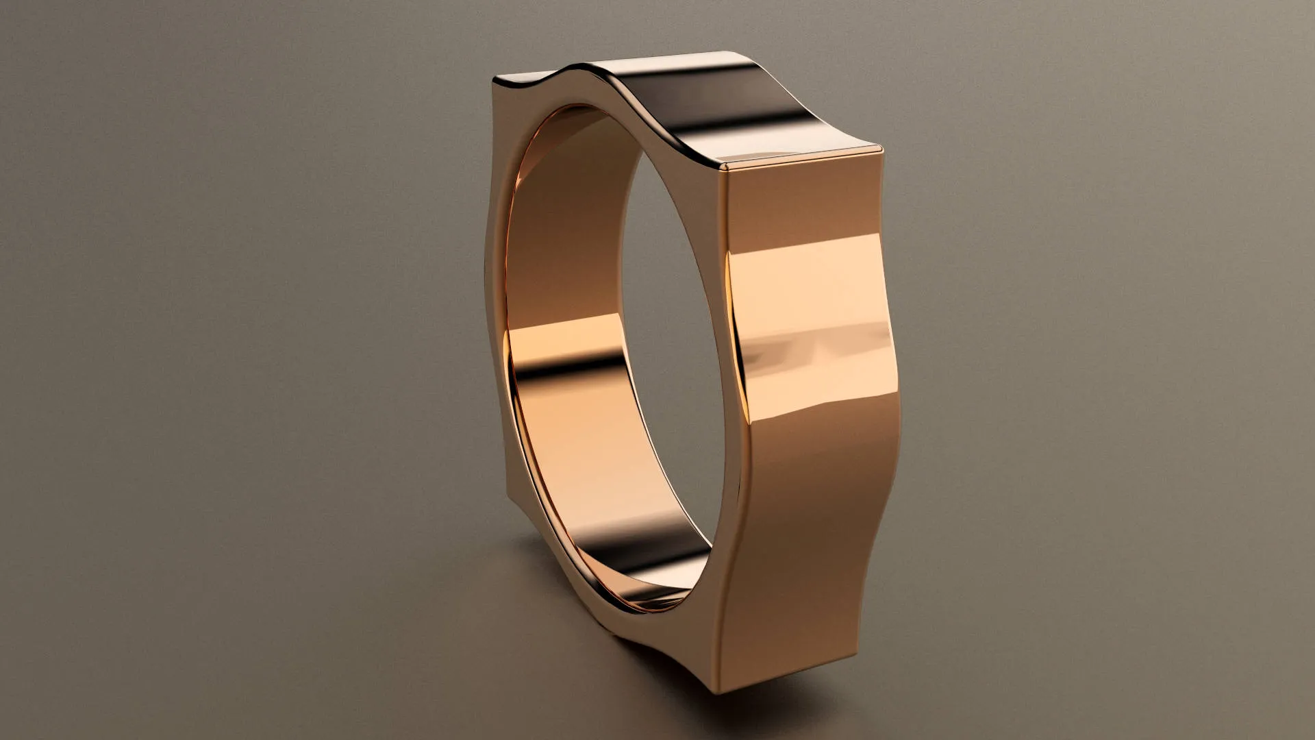 Polished Rose Gold 6mm Pointed Square Wedding Band