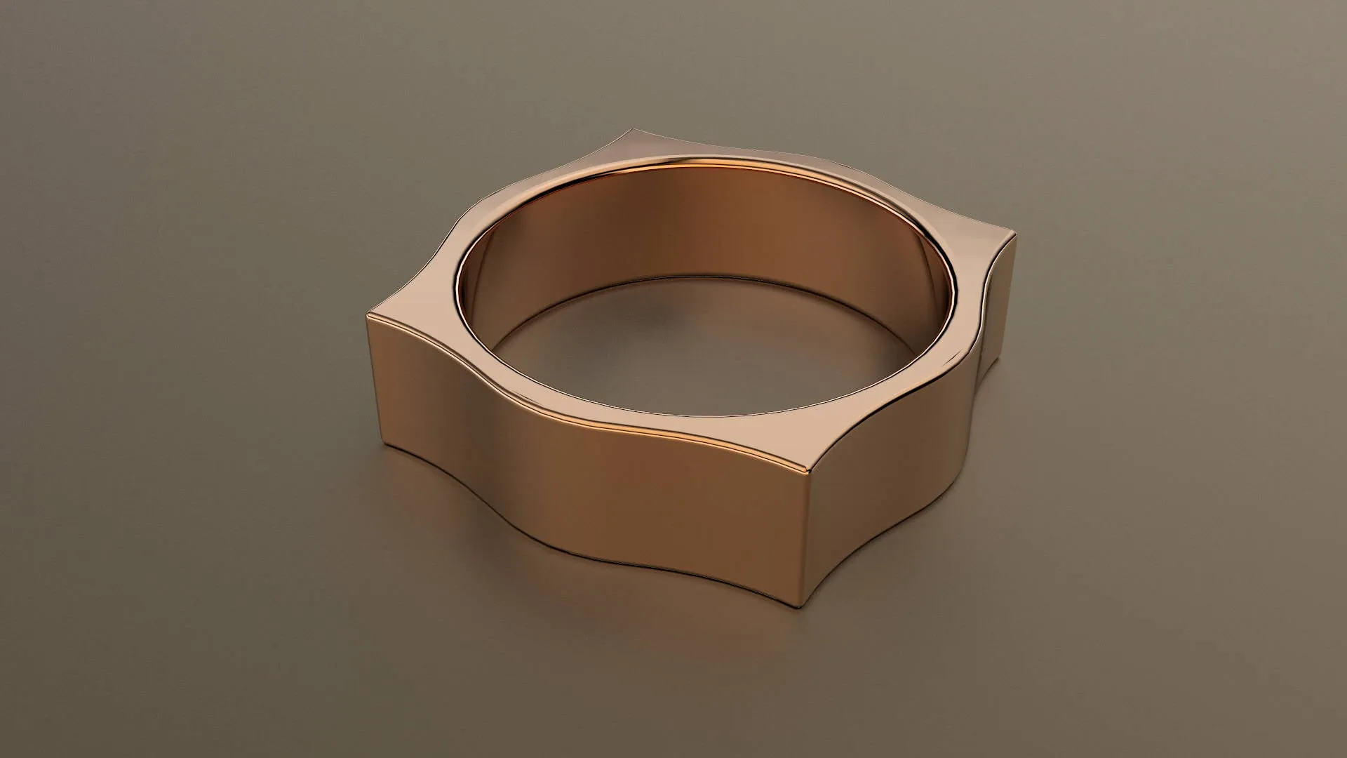 Polished Rose Gold 6mm Pointed Square Wedding Band