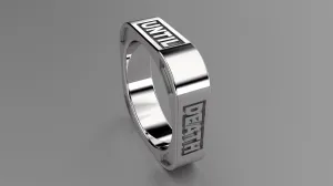 Polished Sterling Silver 6mm Square Message Wedding Band
