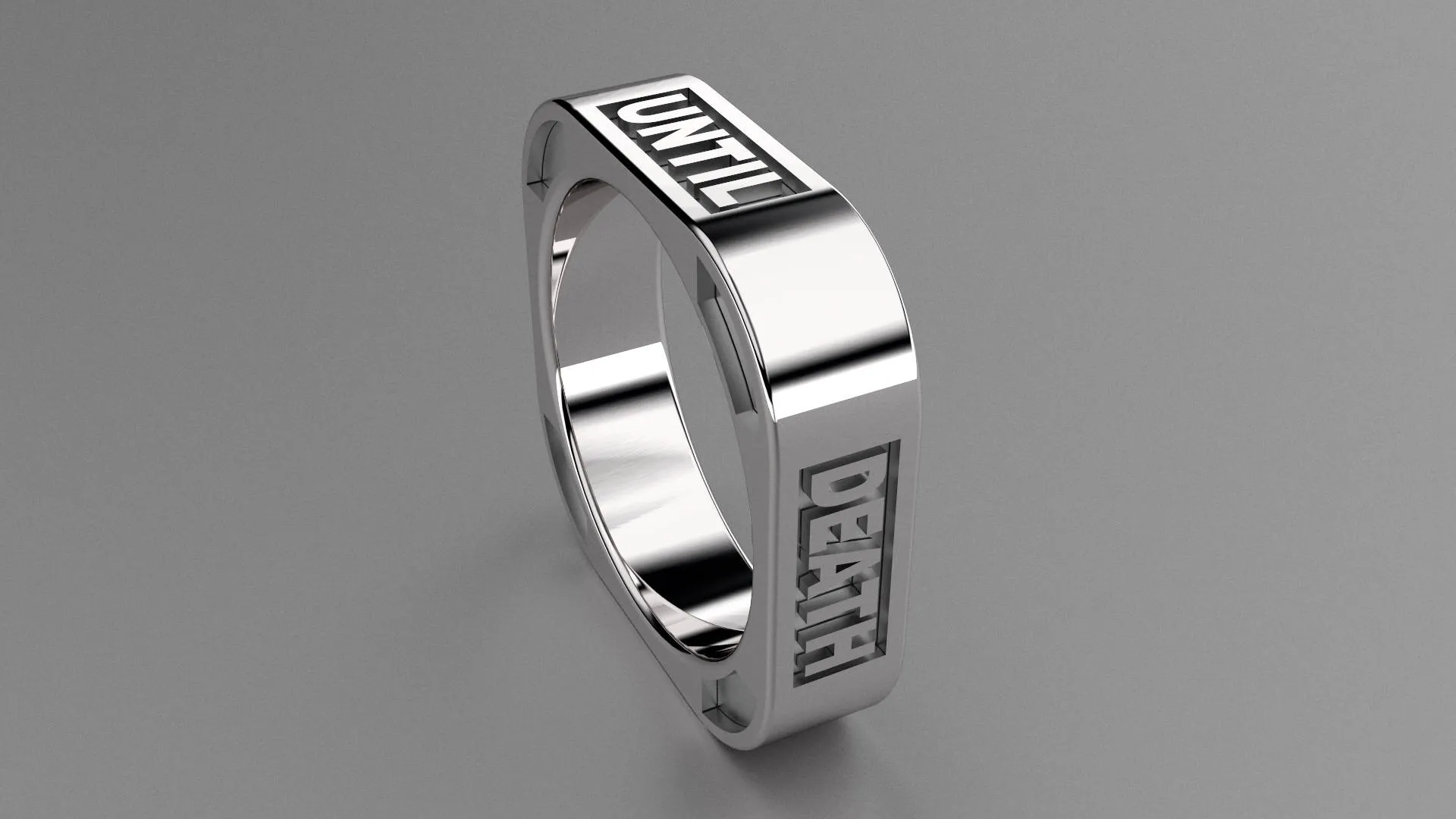 Polished Sterling Silver 6mm Square Message Wedding Band