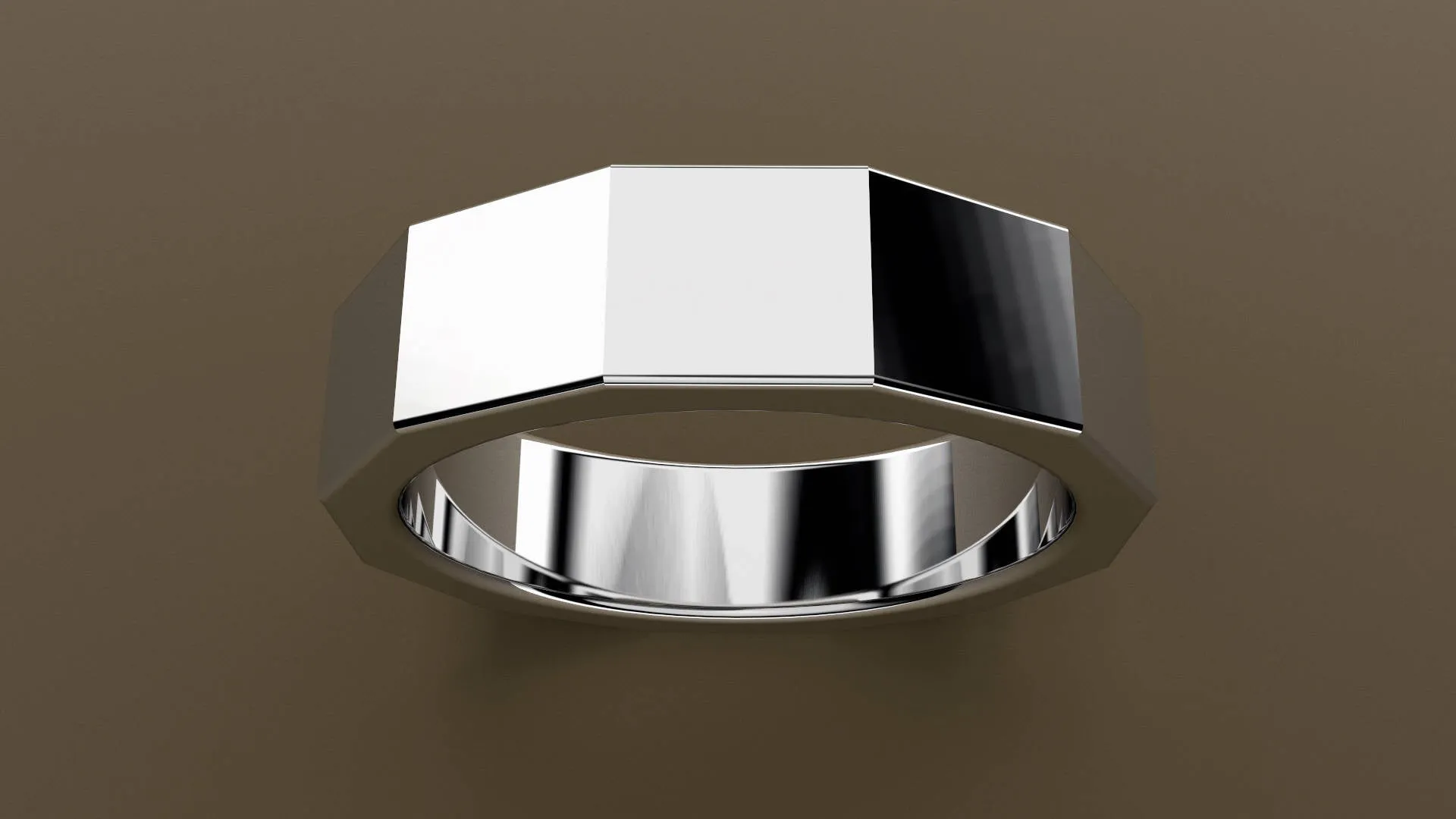Polished White Gold 6mm 12 Sided Bolt Wedding Band
