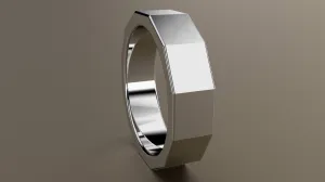 Polished White Gold 6mm 12 Sided Bolt Wedding Band