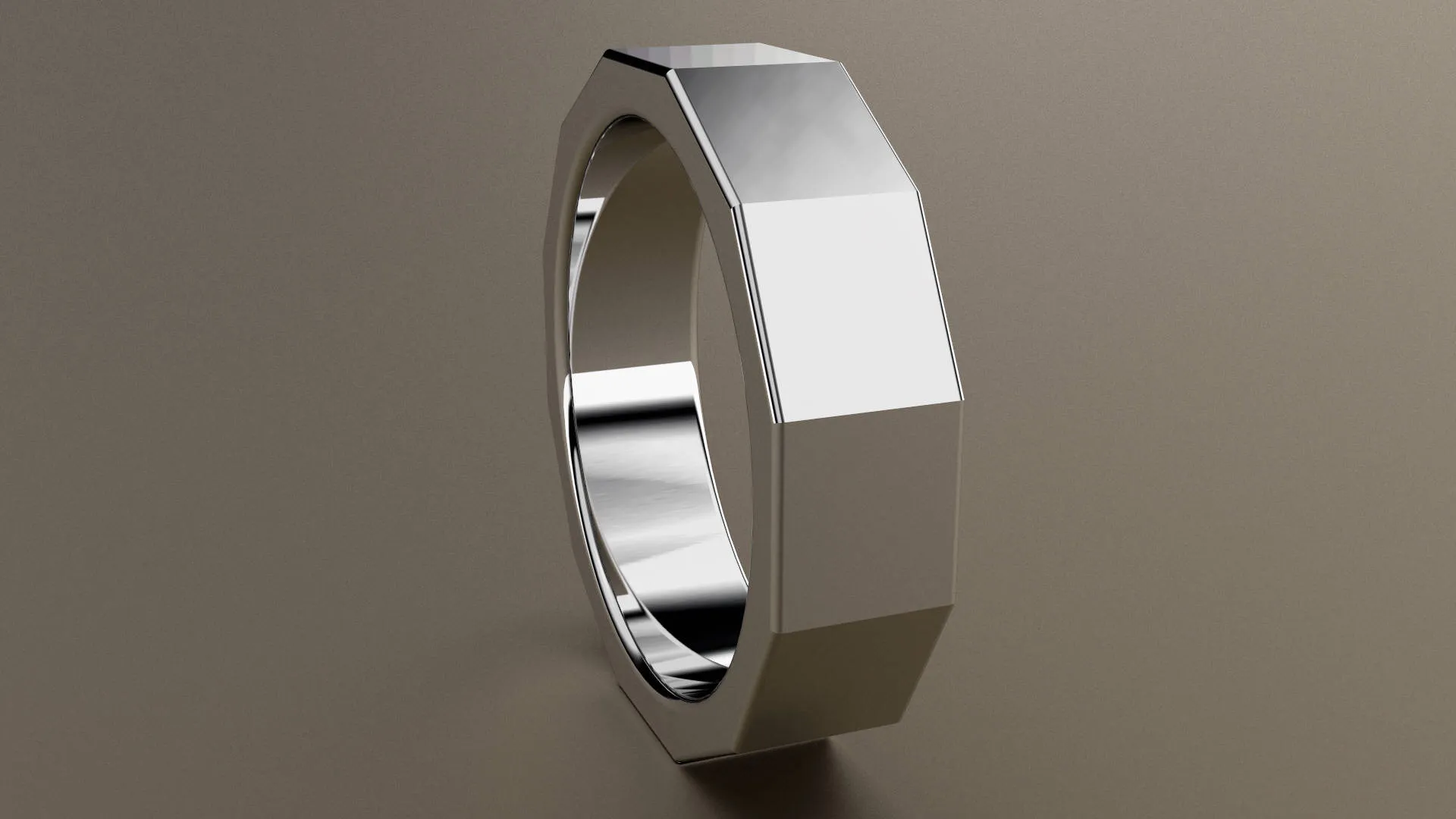 Polished White Gold 6mm 12 Sided Bolt Wedding Band