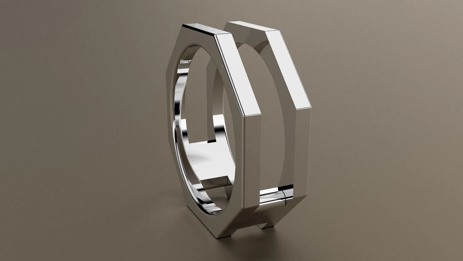 Polished White Gold 8mm Split Octagon Bolt Wedding Band
