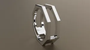 Polished White Gold 8mm Split Octagon Bolt Wedding Band