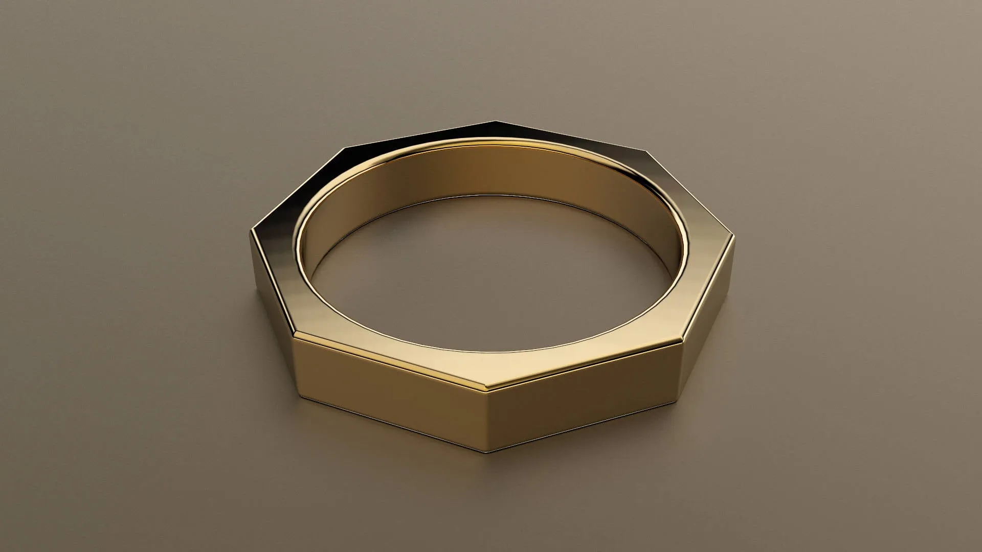 Polished Yellow Gold 4mm Octagon Bolt Wedding Band