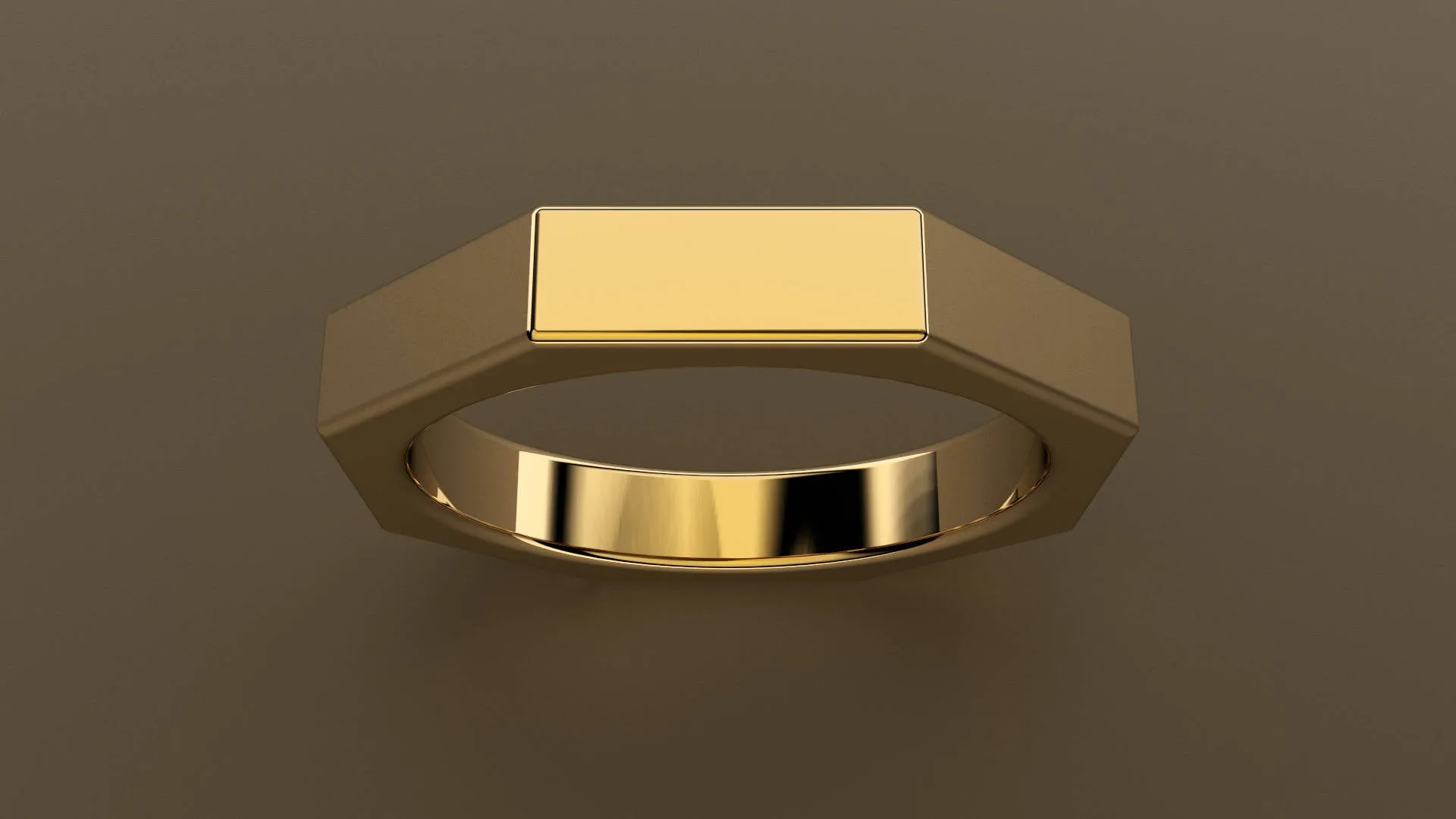 Polished Yellow Gold 4mm Octagon Bolt Wedding Band