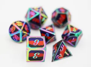 Polyamorous Pride Flag - Metal RPG Dice Set