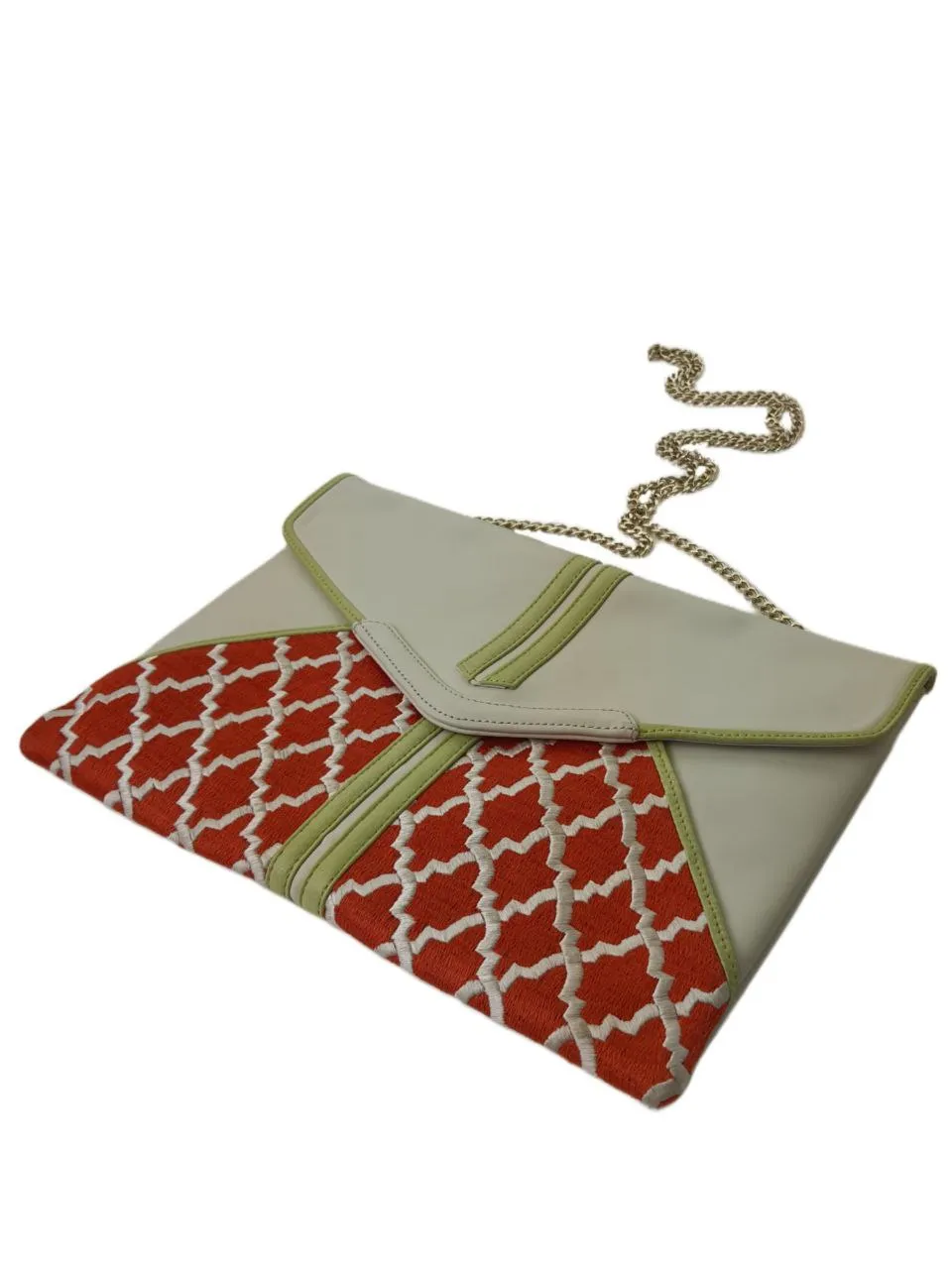 POPINJAY Women's White Anfa Envelope Clutch #Pop1 8'5"x12' One Size NWT