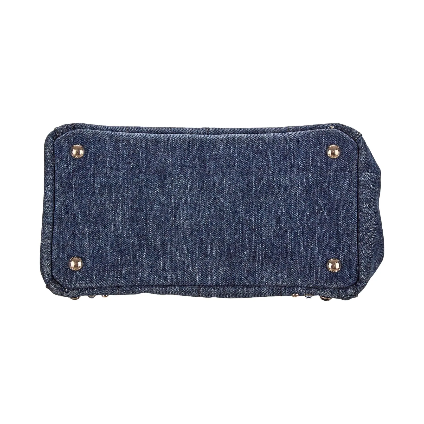 Prada Denim Studded Canapa Tote