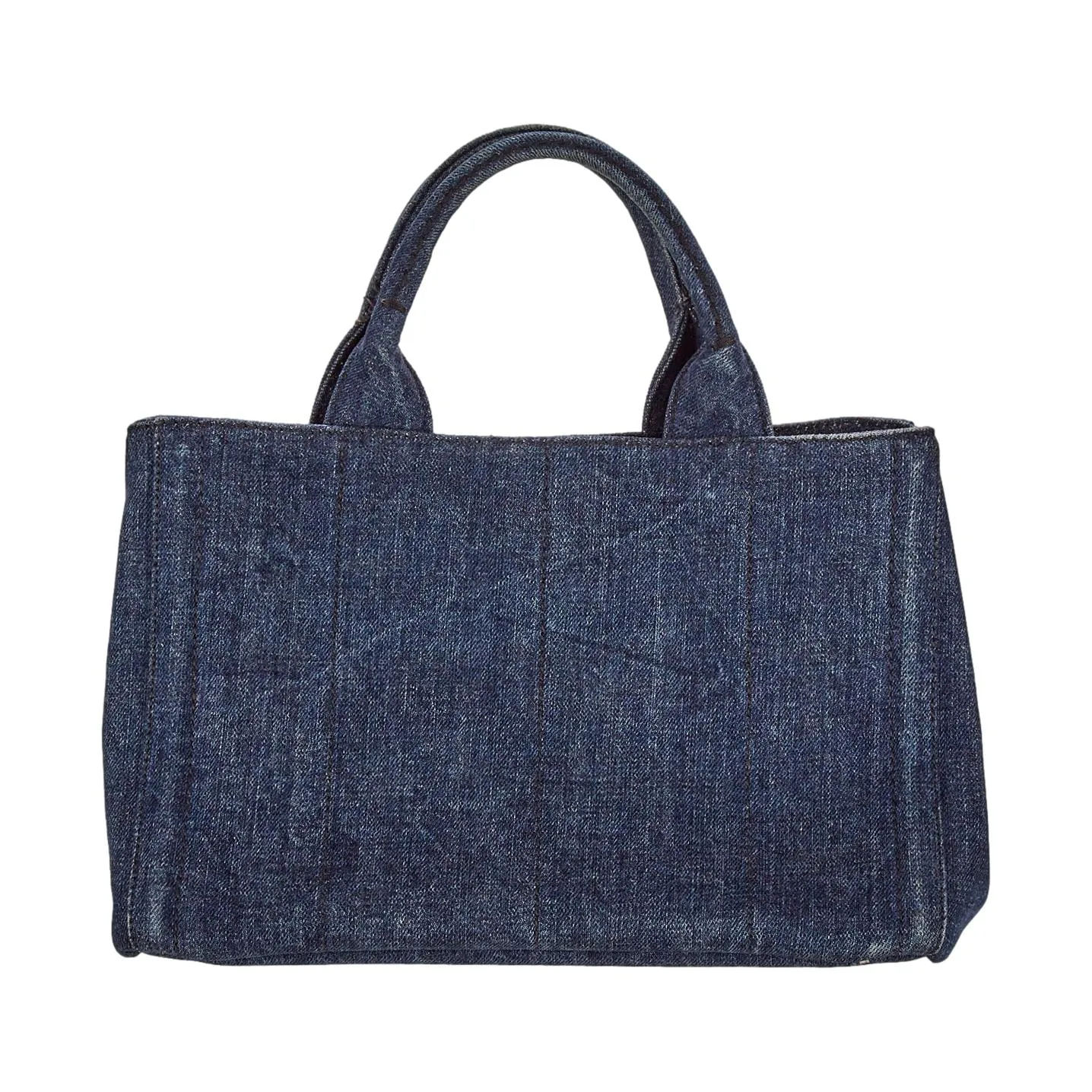 Prada Denim Studded Canapa Tote