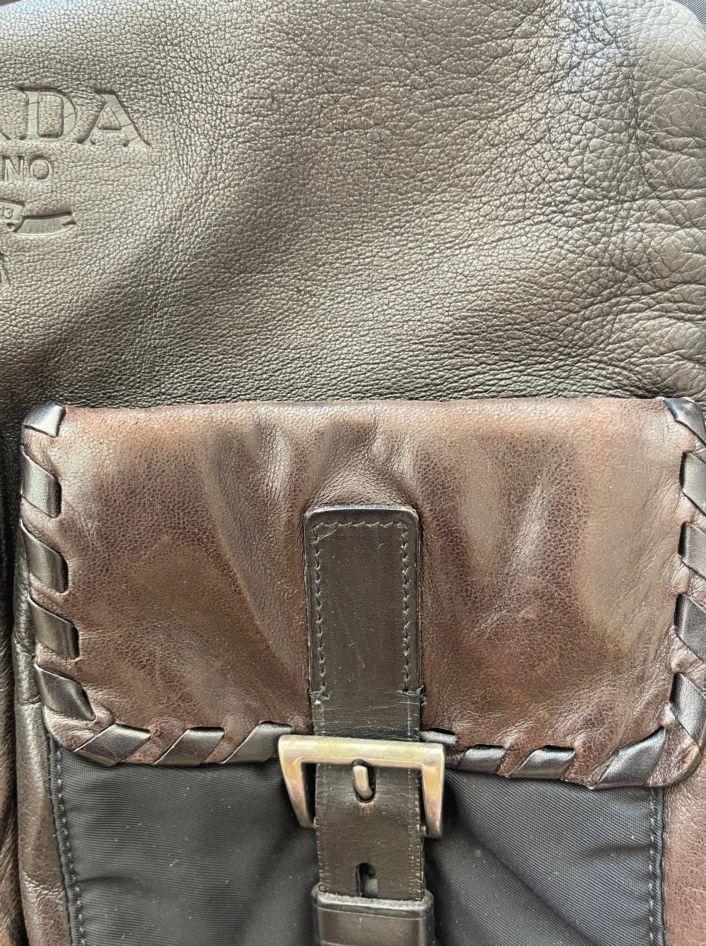 Prada Vintage Nylon/Leather Drawstring Backpack