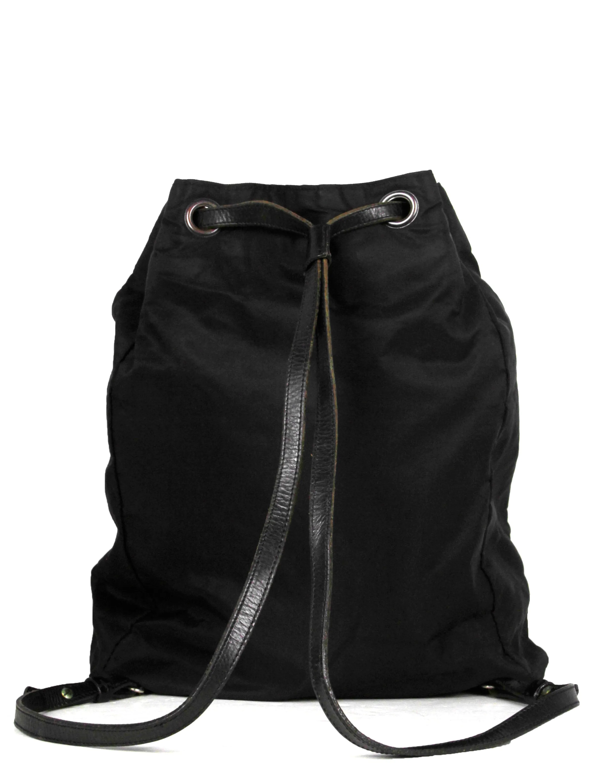 Prada Vintage Nylon/Leather Drawstring Backpack