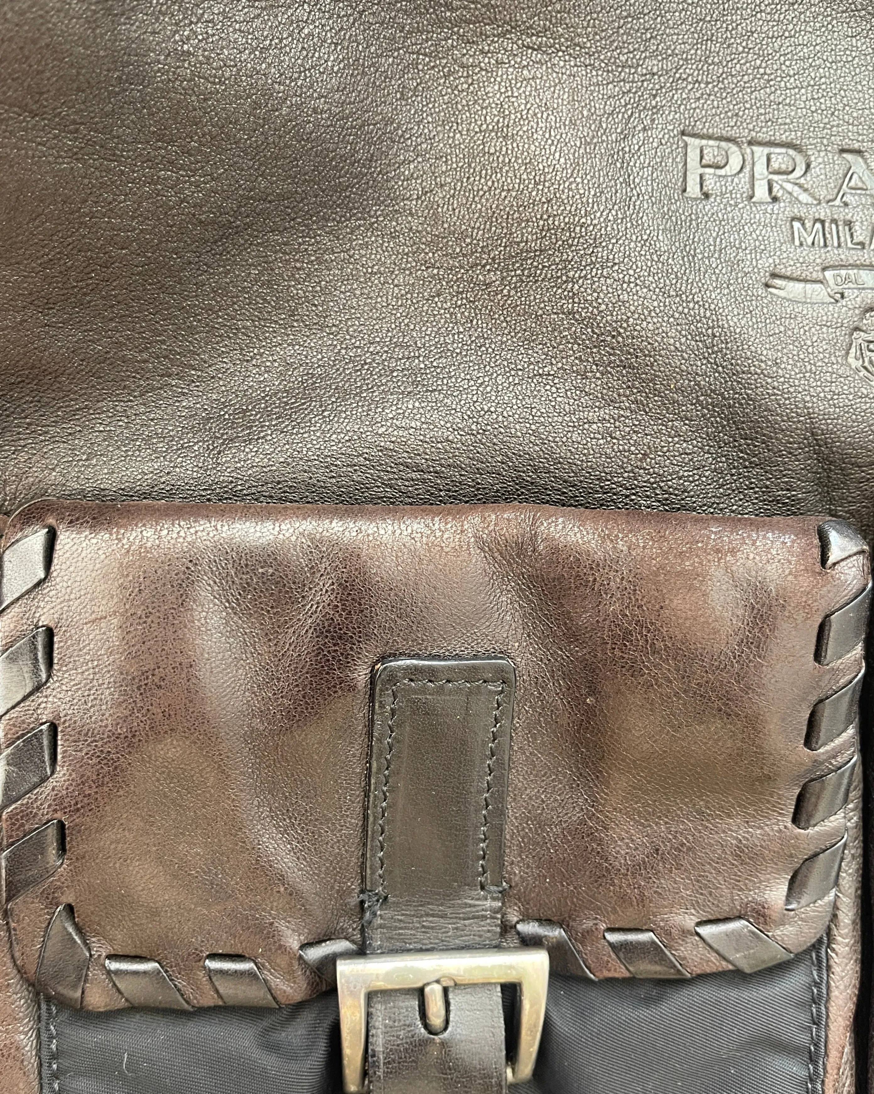 Prada Vintage Nylon/Leather Drawstring Backpack