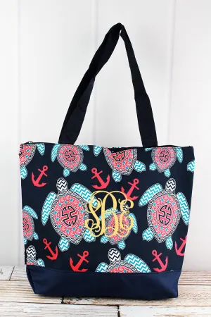 Preppy Under The Sea with Navy Trim Tote Bag